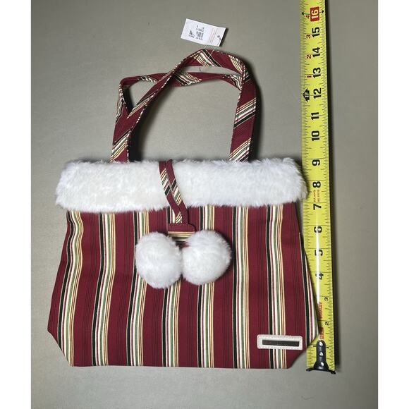 Longaberger Homestead Holiday Striped Tote Bag W/ Holiday Striped Mini Stocking - Picture 11 of 11